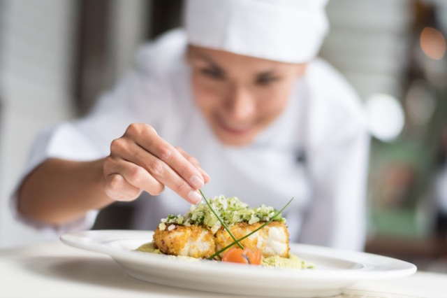 Chef plating dish